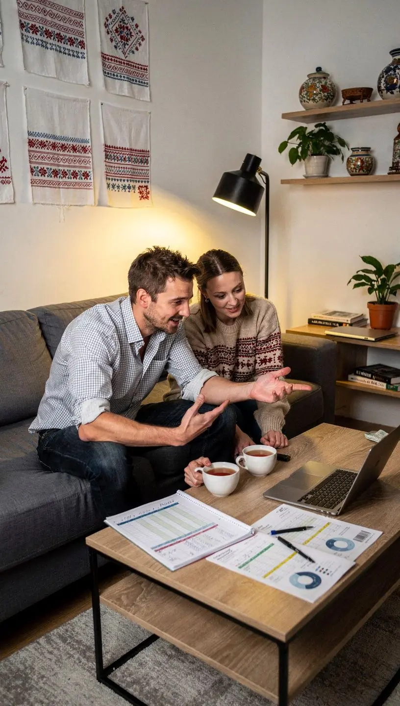 Egy csoport ember, aki közösen dolgozik a költségvetésük tervezésén egy asztalnál.